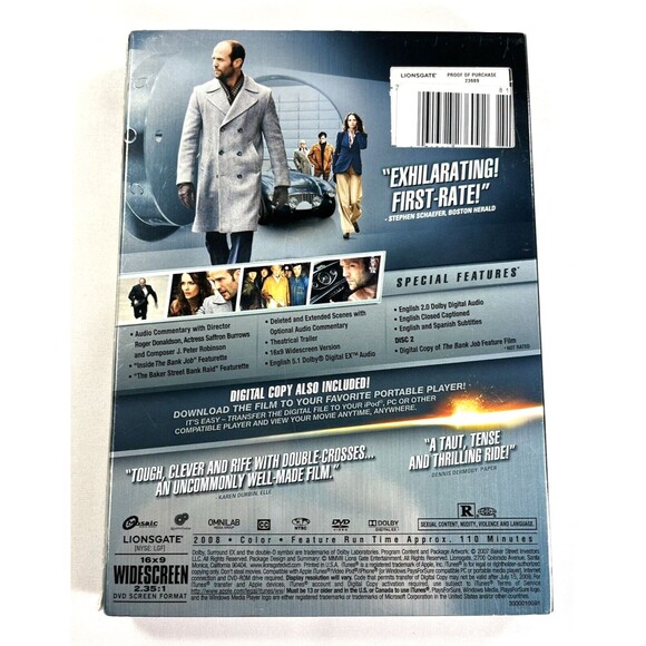 The Bank Job DVD 2008 Two-Disc Special Edition New Factory Sealed - Picture 2 of 8